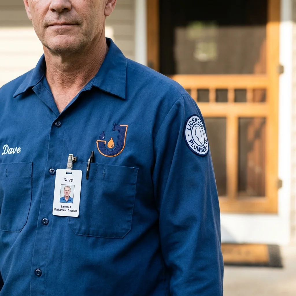 Licensed plumber showing ID badge in Rio Rancho, NM