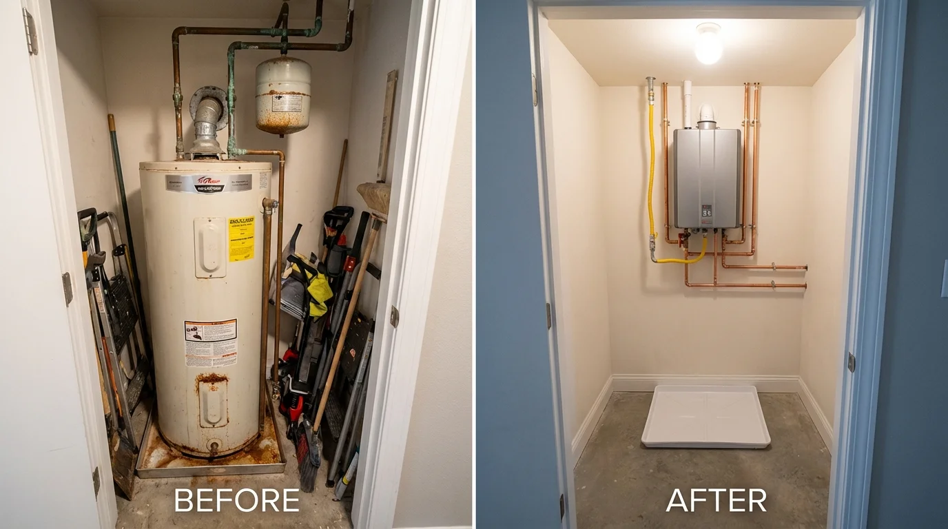 Tank water heater versus wall-mounted tankless unit comparison for Rio Rancho, NM homeowners