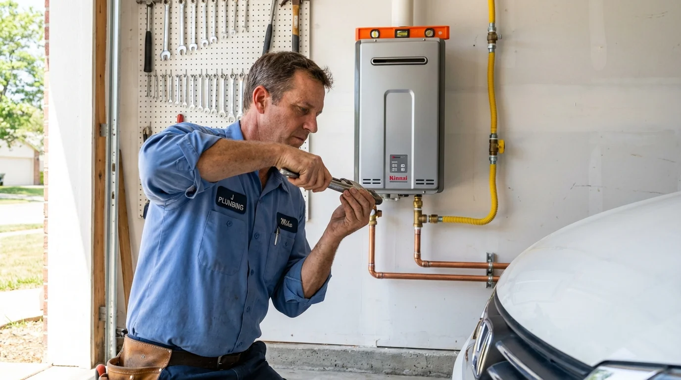 Tankless water heater installation by a Johns Plumbing LLC plumber in Rio Rancho